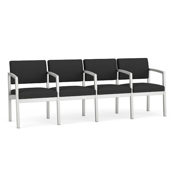 Lesro Lenox Steel 4 Seater with Center Arms, Graphite (Gray) Seat, Graphite Back, 85.5 W 24.5 L 32 H LS4103 - main